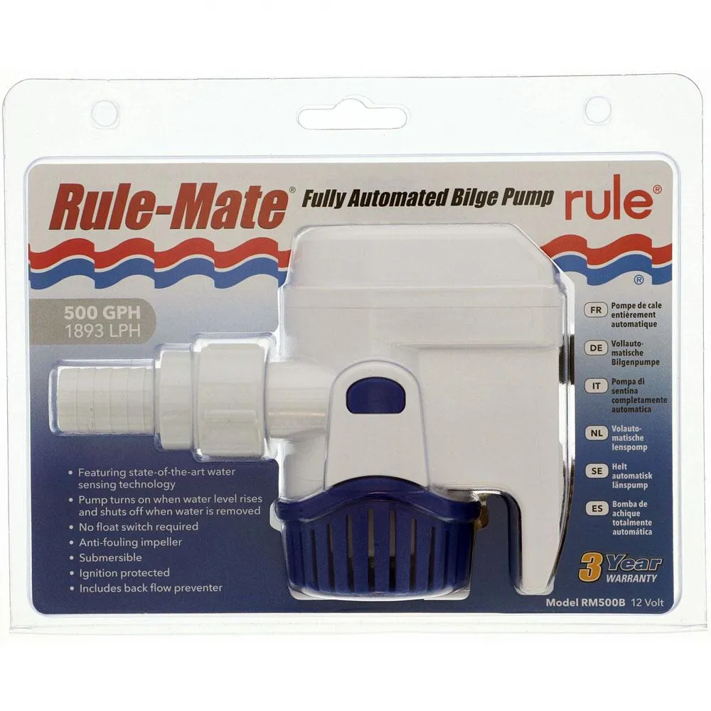 Bilge Pump 500 GPH <b>12 Volt </b>Rule Mate Automatic RM500B Replaced RM500B
