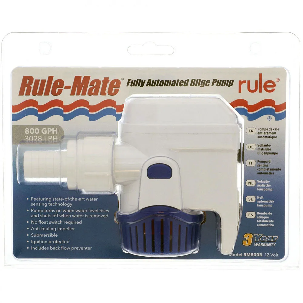 Bilge Pump 800 GPH Rule-Mate Automatic Bilge Pump 12V RM800B