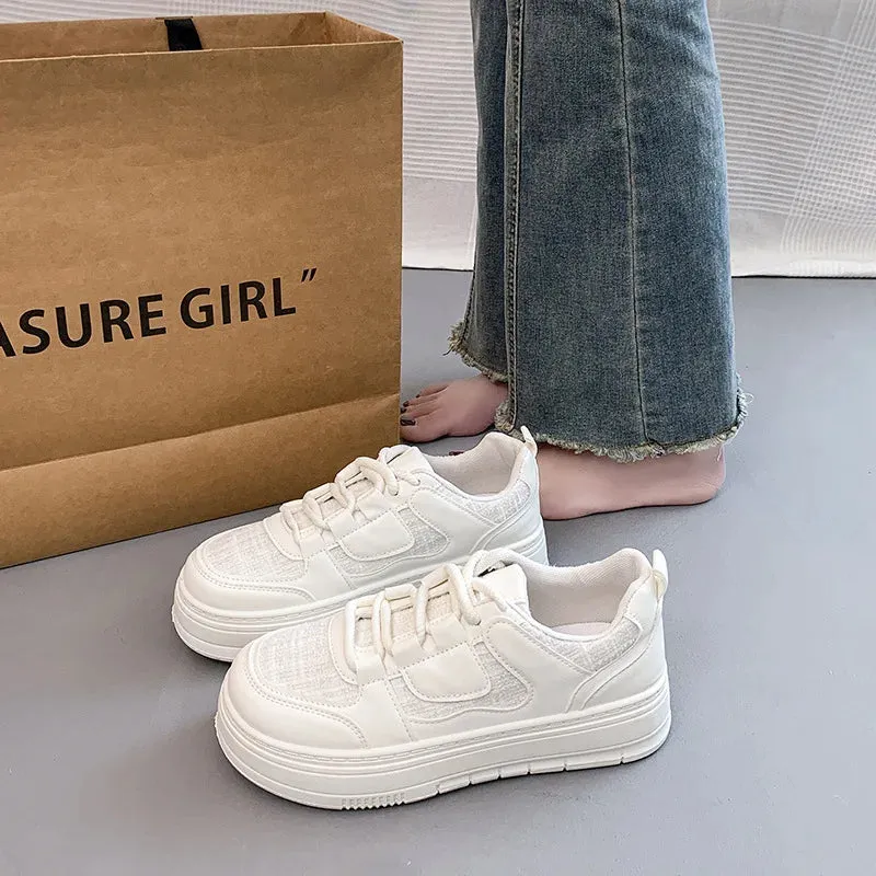 binfenxie  -  White Casual Platform Sneakers for Women Fashion New Designer Board Shoes Ladies Lace Spring Autumn Breathable Shoes Woman