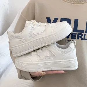 binfenxie  -  White Casual Platform Sneakers for Women Fashion New Designer Board Shoes Ladies Lace Spring Autumn Breathable Shoes Woman
