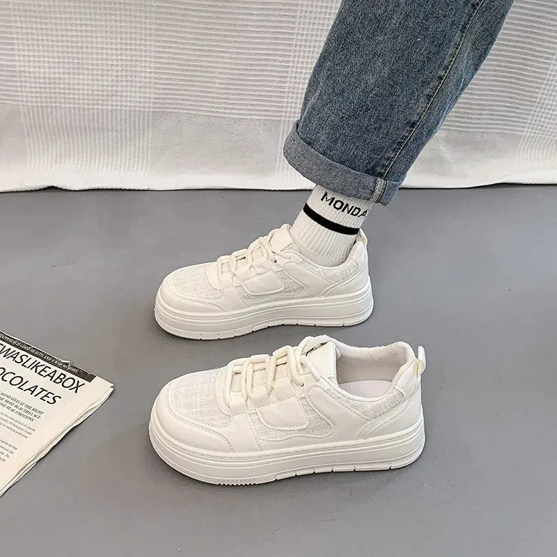 binfenxie  -  White Casual Platform Sneakers for Women Fashion New Designer Board Shoes Ladies Lace Spring Autumn Breathable Shoes Woman