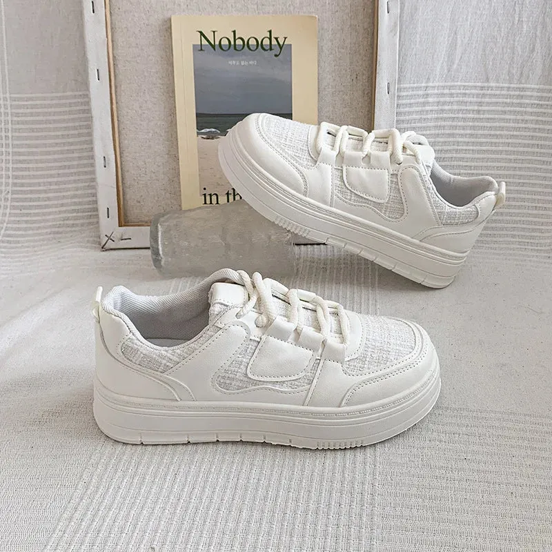 binfenxie  -  White Casual Platform Sneakers for Women Fashion New Designer Board Shoes Ladies Lace Spring Autumn Breathable Shoes Woman