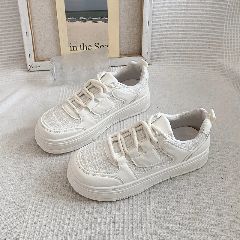 binfenxie  -  White Casual Platform Sneakers for Women Fashion New Designer Board Shoes Ladies Lace Spring Autumn Breathable Shoes Woman