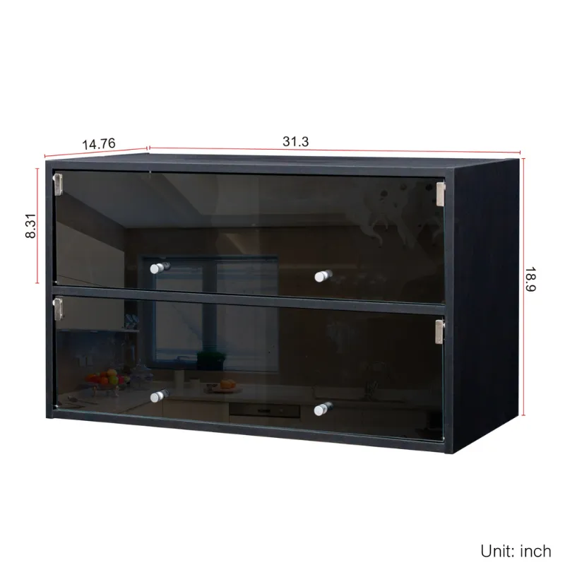 Black Glass Door Shoe Storage Cabinet with RGB LED Lights