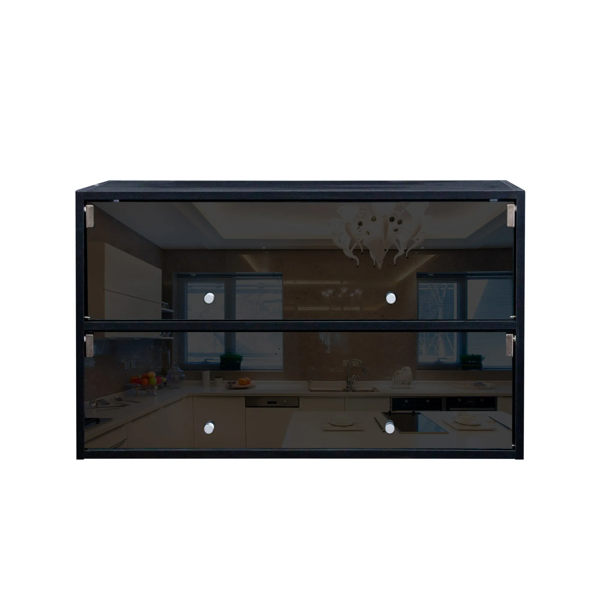 Black Glass Door Shoe Storage Cabinet with RGB LED Lights