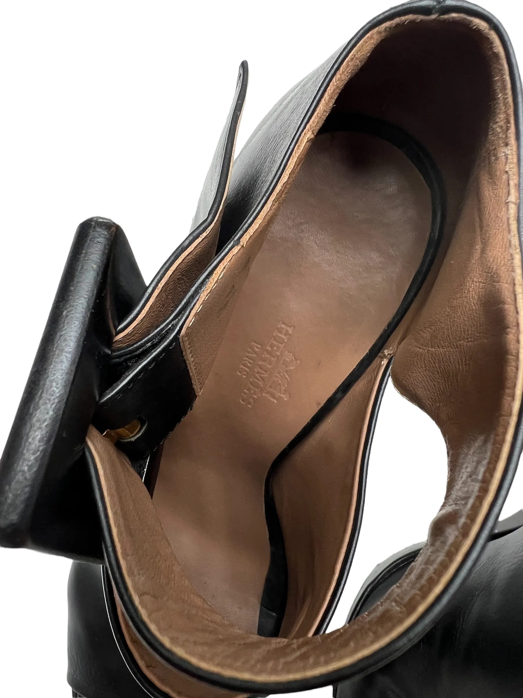 Black Leather Sandals with Buckles - 7.5