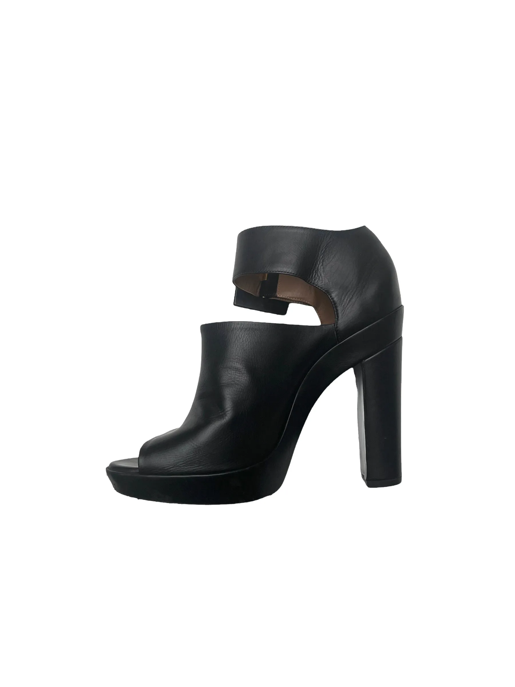 Black Leather Sandals with Buckles - 7.5