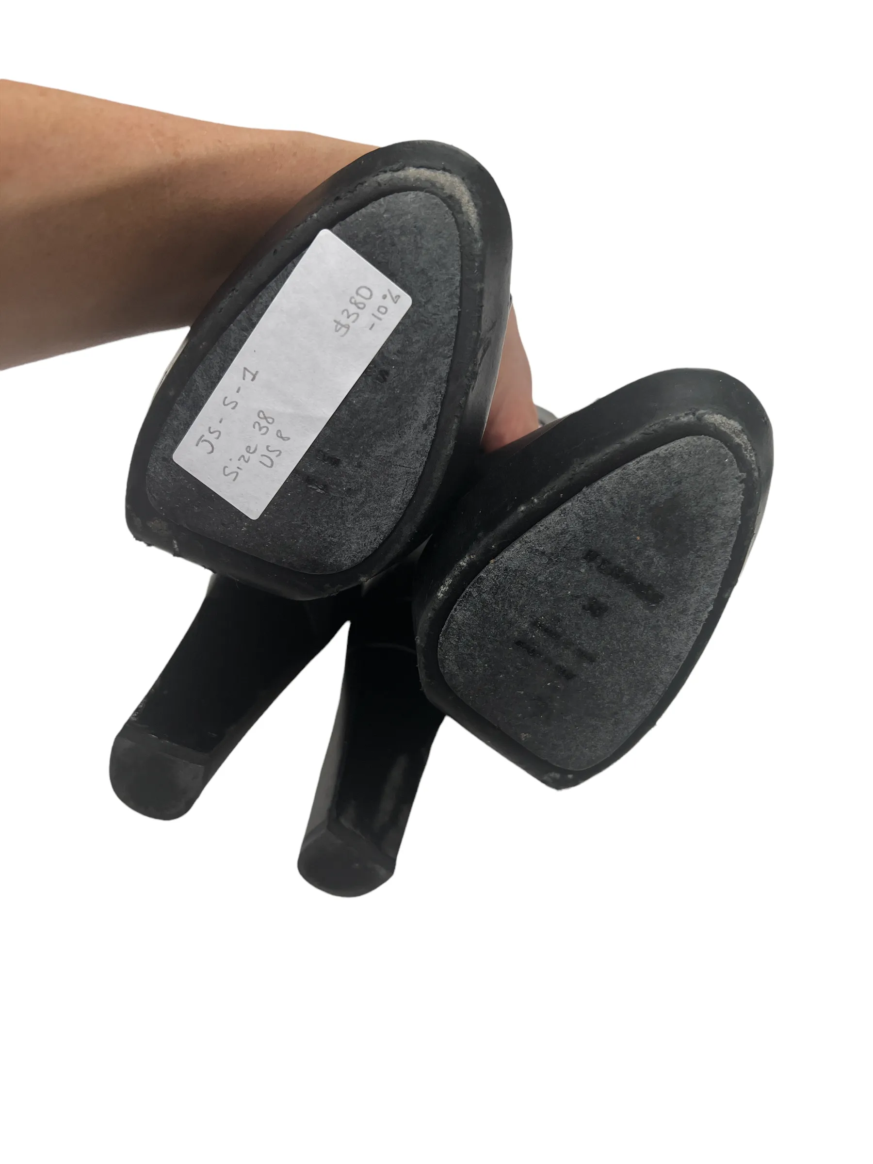 Black Leather Sandals with Buckles - 7.5