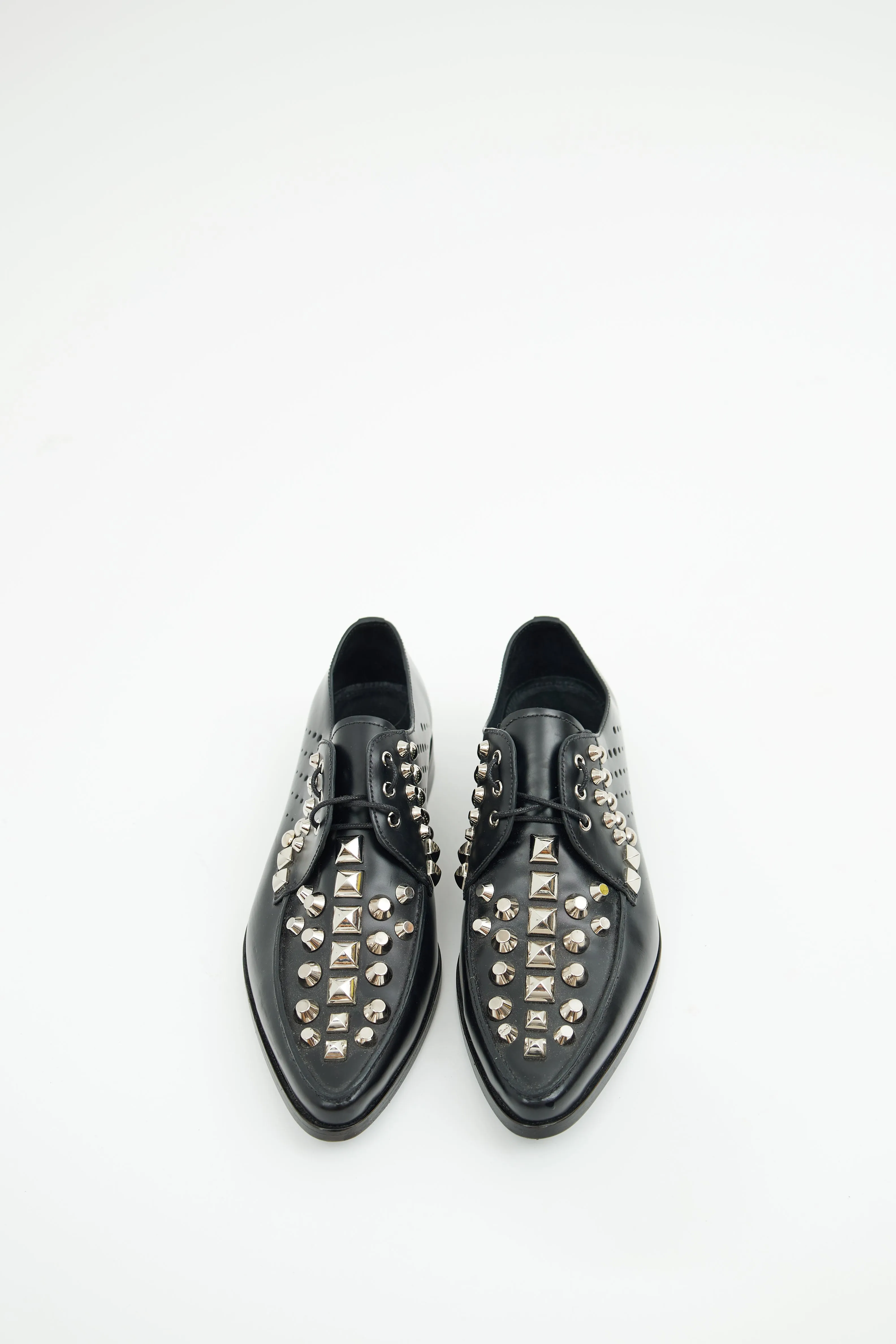 Black Leather Studded Derby Shoe