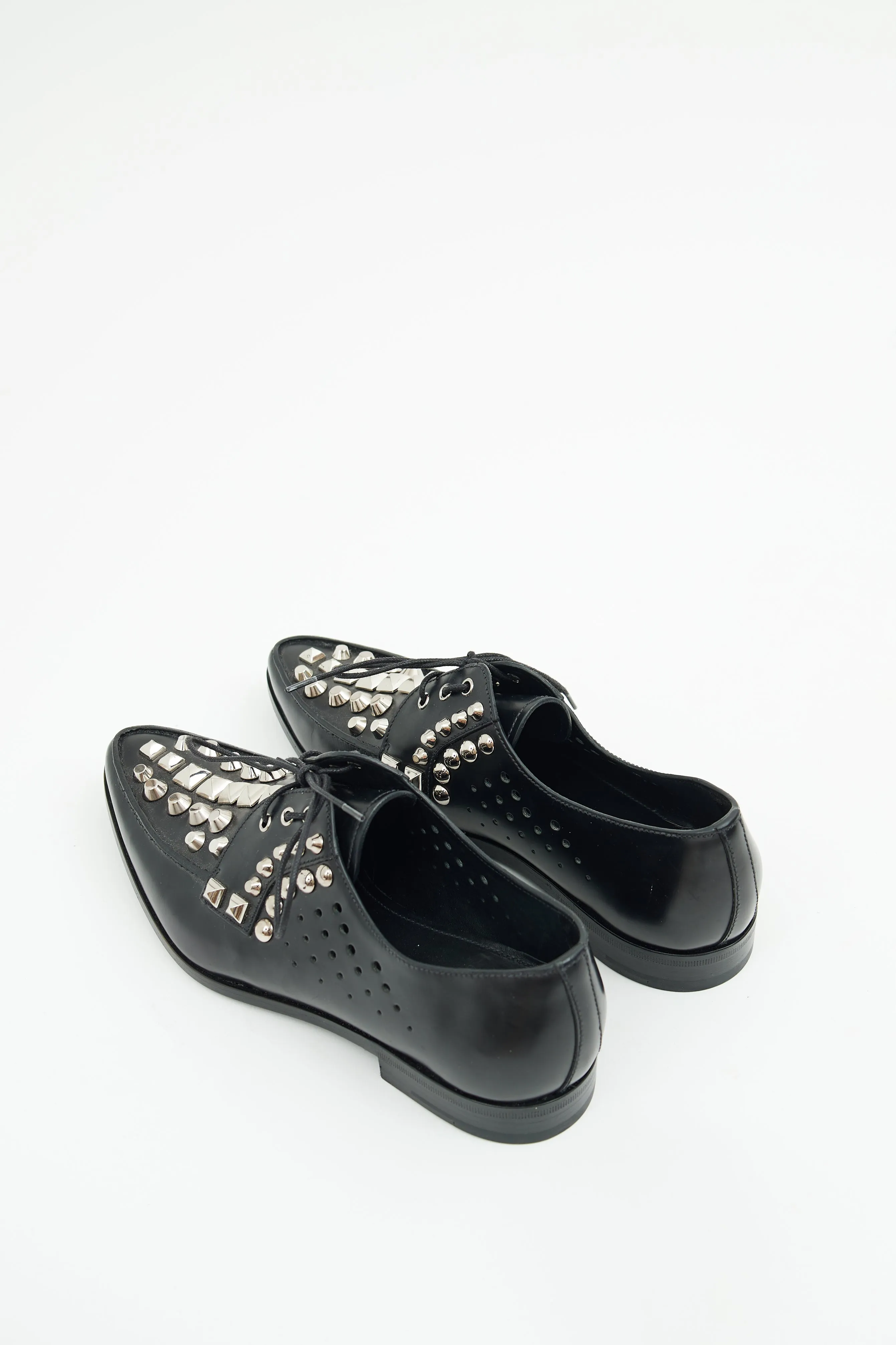 Black Leather Studded Derby Shoe