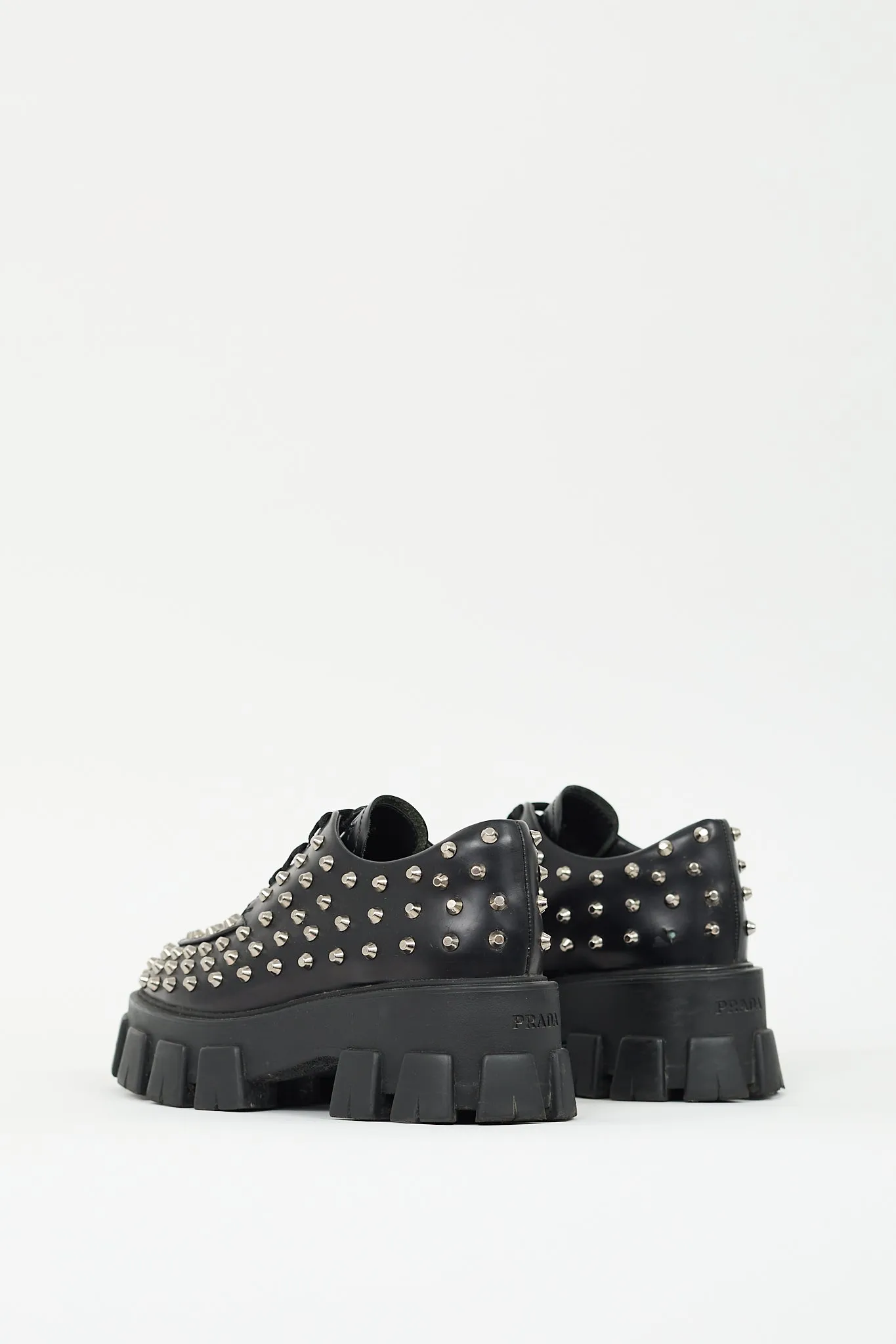 Black Leather Studded Monolith Derby