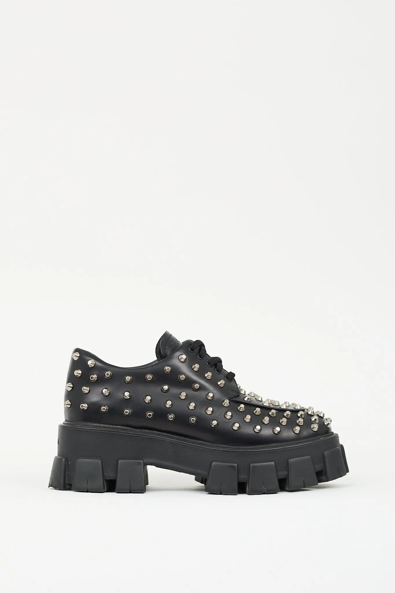 Black Leather Studded Monolith Derby