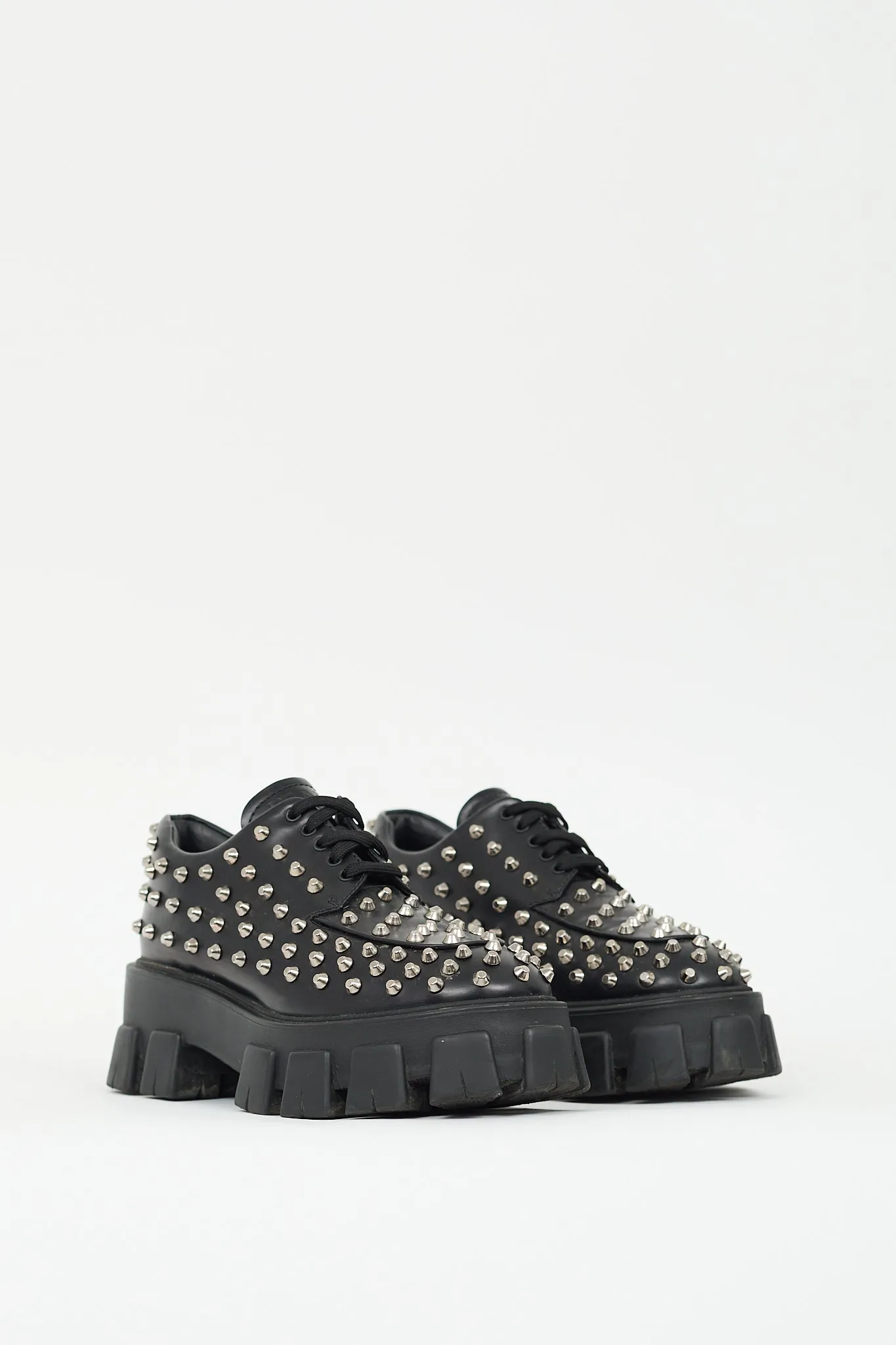 Black Leather Studded Monolith Derby