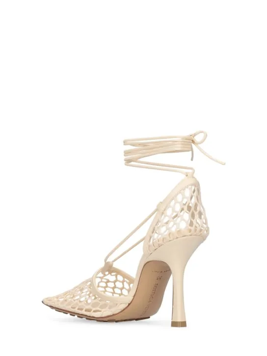 Bottega Veneta   90mm Stretch mesh &amp; leather pumps 