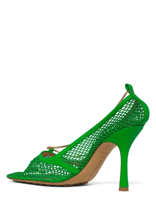 Bottega Veneta   90mm Stretch mesh &amp; leather pumps 