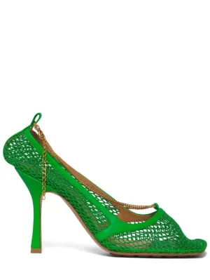 Bottega Veneta   90mm Stretch mesh &amp; leather pumps 