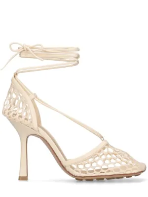 Bottega Veneta   90mm Stretch mesh &amp; leather pumps 