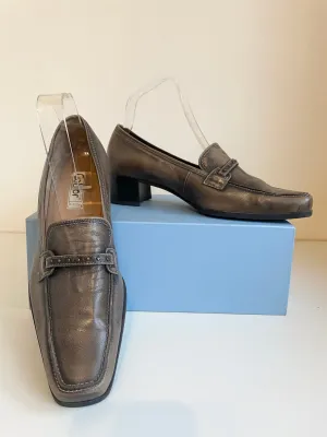 BRAND NEW GABOR LIGHT BROWN LEATHER BLOCK HEEL SHOES SIZE 6/39