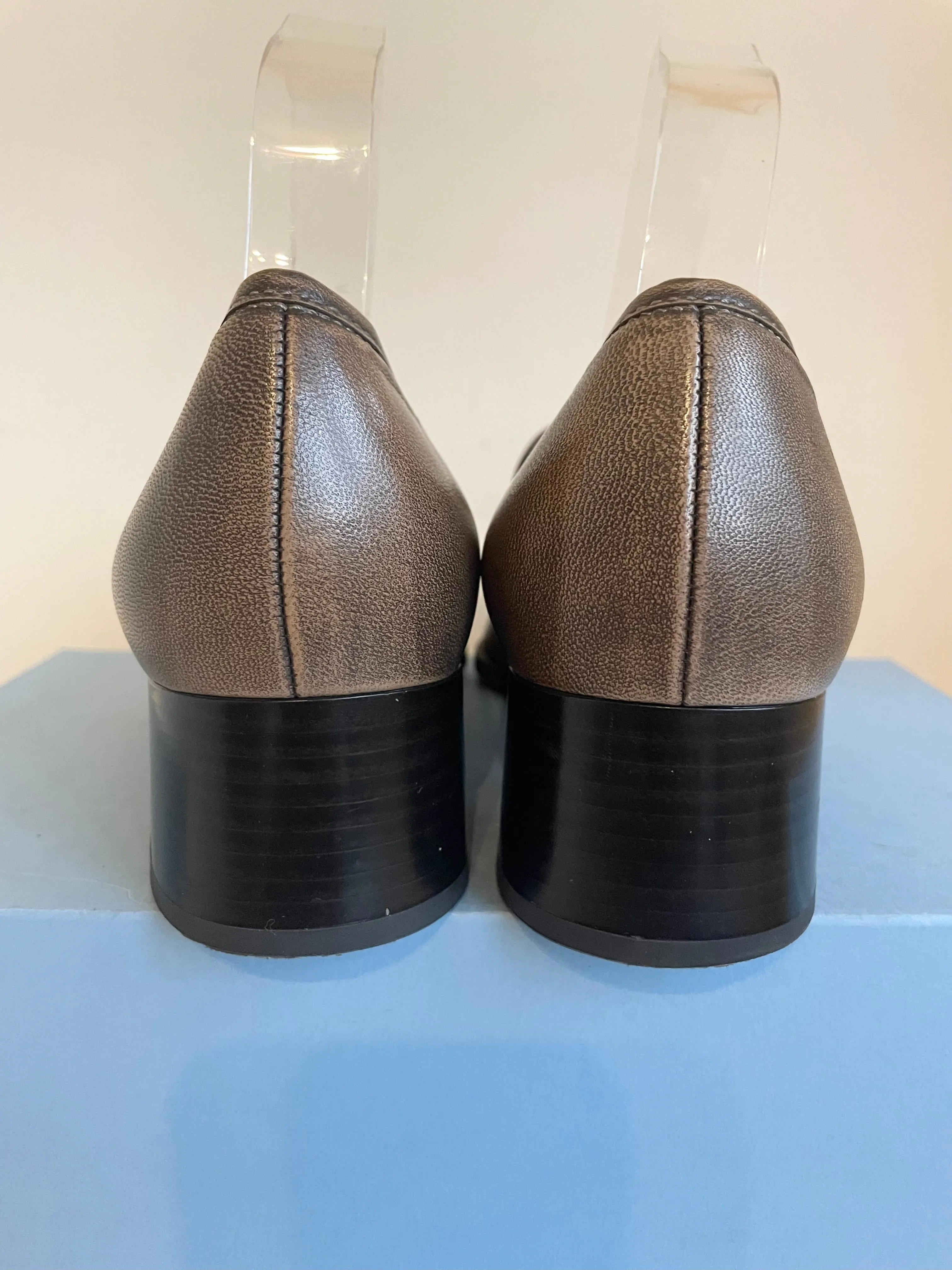 BRAND NEW GABOR LIGHT BROWN LEATHER BLOCK HEEL SHOES SIZE 6/39
