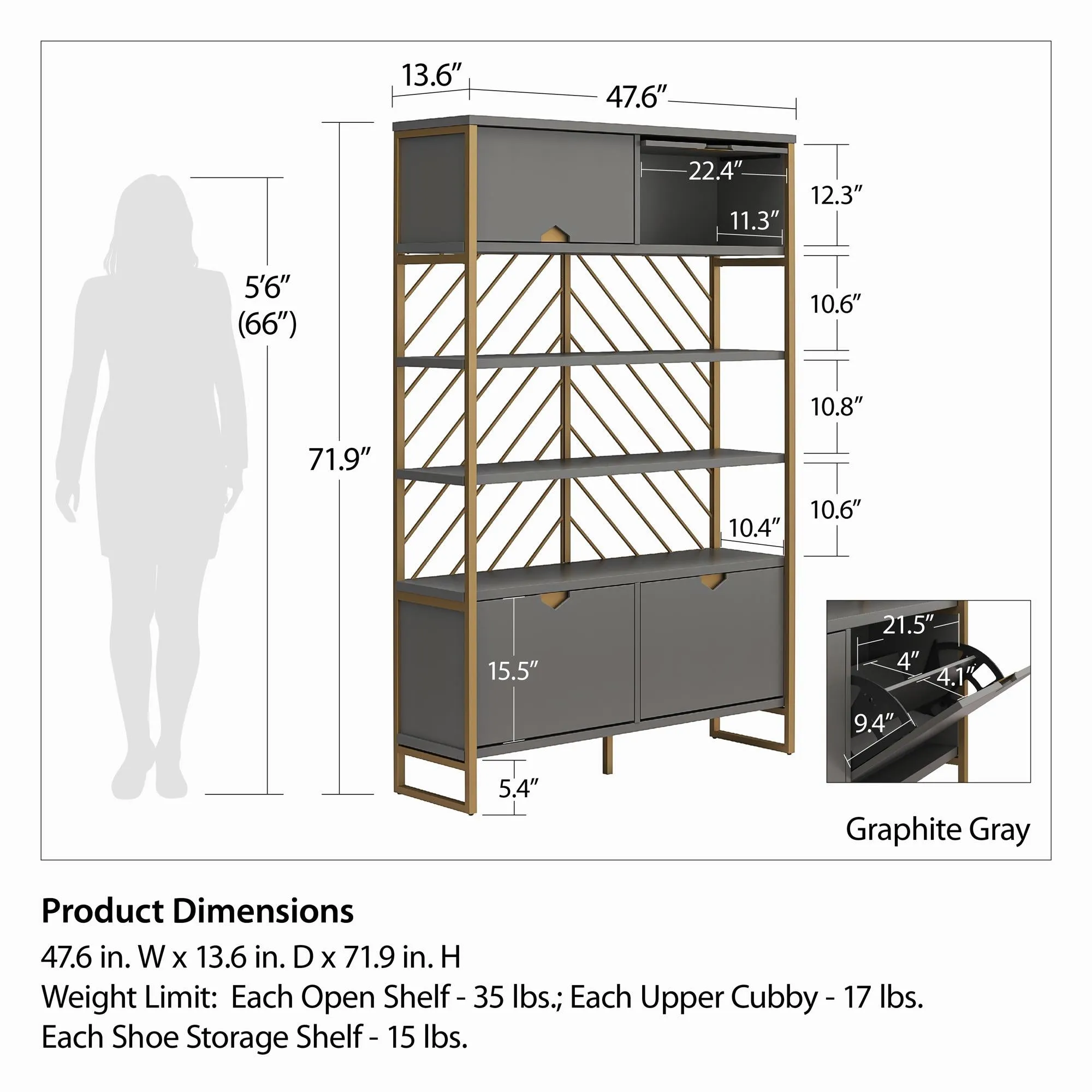 Brielle Shoe Storage Bookcase & Room Divider