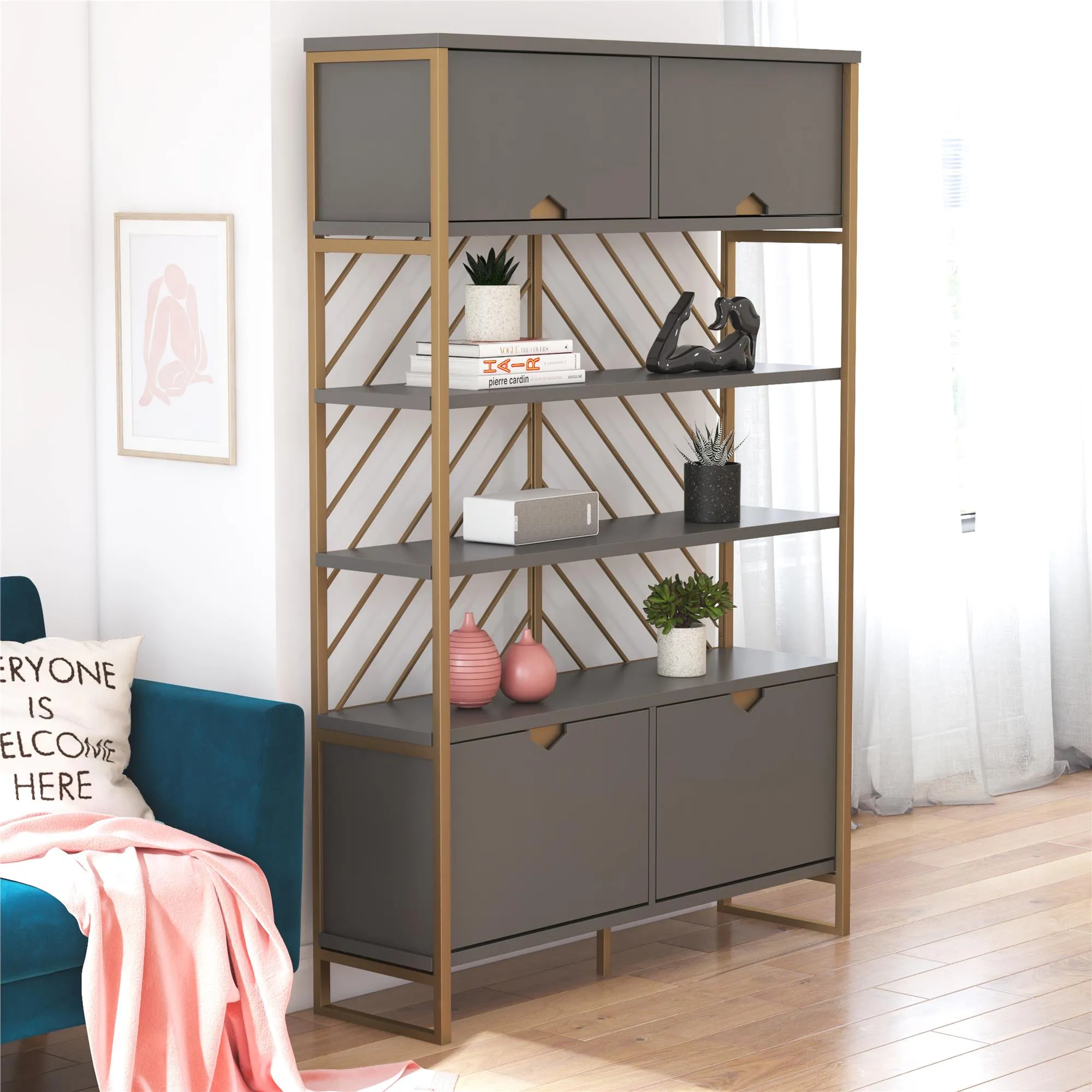 Brielle Shoe Storage Bookcase & Room Divider