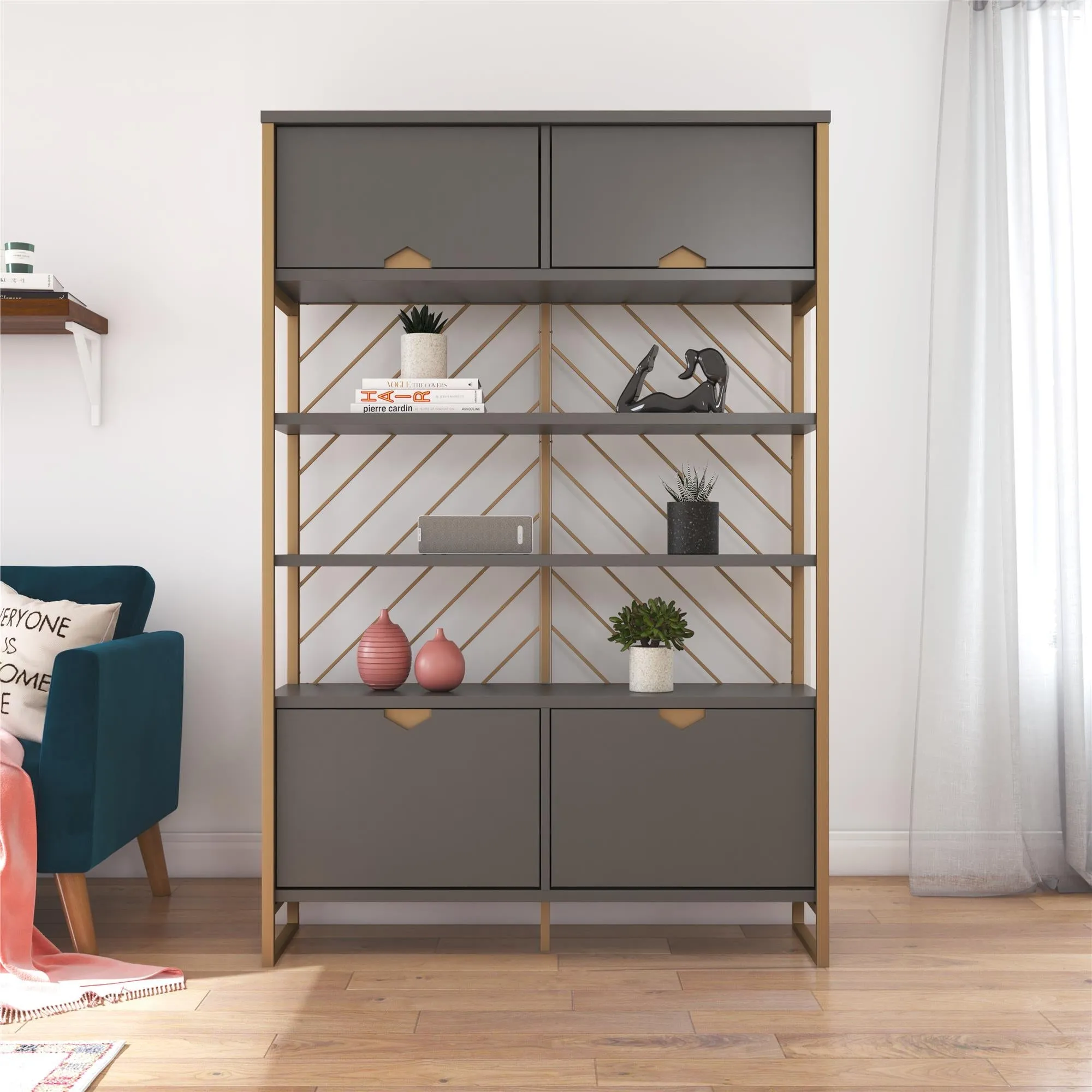 Brielle Shoe Storage Bookcase & Room Divider