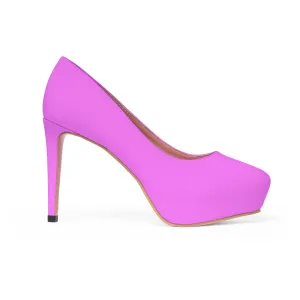 Bright Pink Heels, Solid Color Luxury Premium Women's Platform 4" Heels (US Size: 5-11)