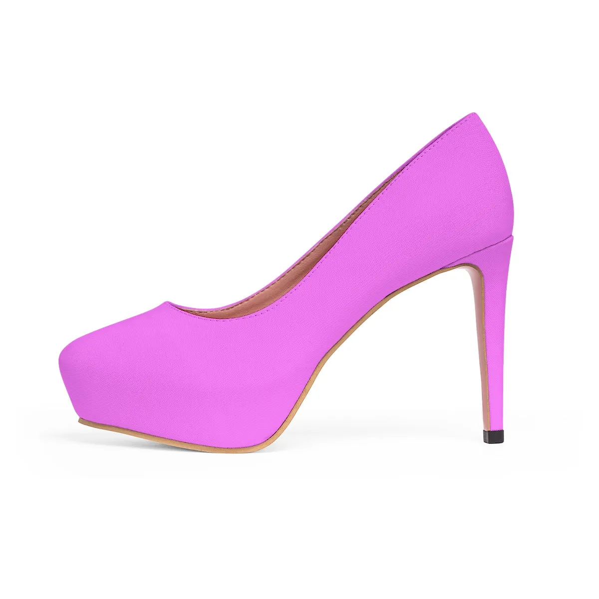 Bright Pink Heels, Solid Color Luxury Premium Women's Platform 4" Heels (US Size: 5-11)