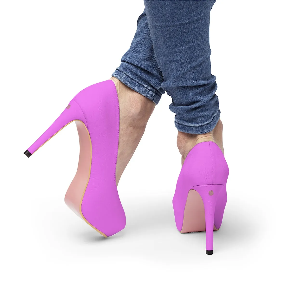 Bright Pink Heels, Solid Color Luxury Premium Women's Platform 4" Heels (US Size: 5-11)