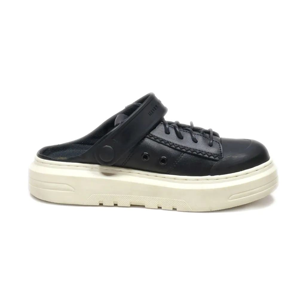Charles & Keith Hart Slingback Platform Slip-On Shoes Leather Black Colour For Kids