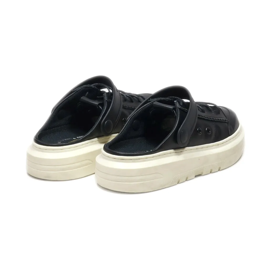 Charles & Keith Hart Slingback Platform Slip-On Shoes Leather Black Colour For Kids