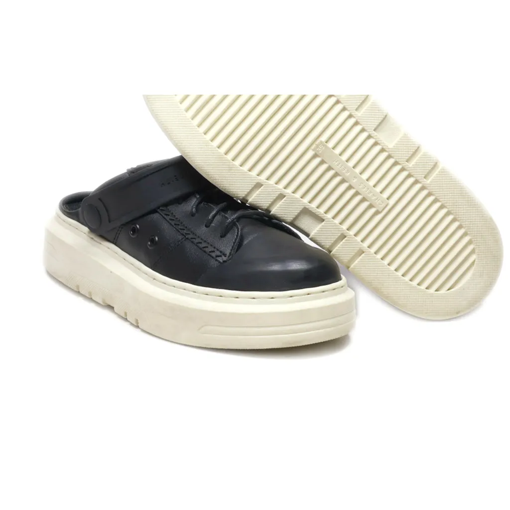 Charles & Keith Hart Slingback Platform Slip-On Shoes Leather Black Colour For Kids