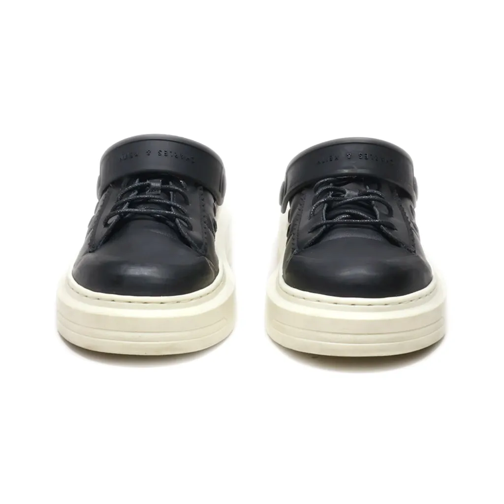 Charles & Keith Hart Slingback Platform Slip-On Shoes Leather Black Colour For Kids