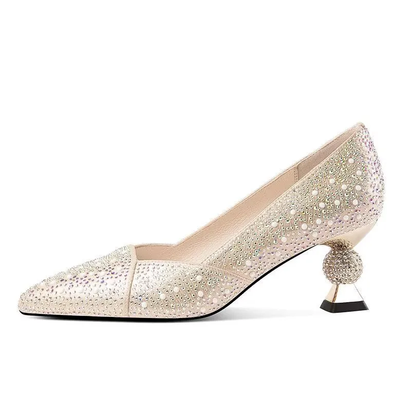 Chic Exotic Pointed Toe Leather Pumps