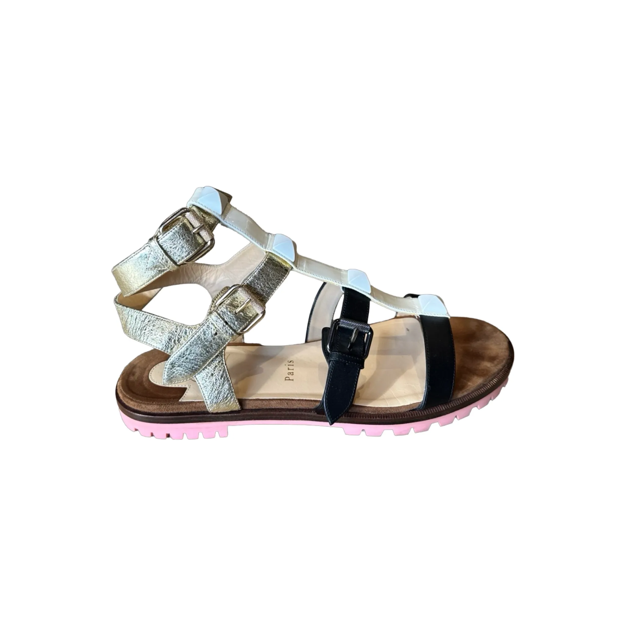 Christian Louboutin Patent Studded Rock N Buckle Sandals - Size 39.5