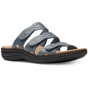 Clarks Womens Leather Cut-Out Slide Sandals