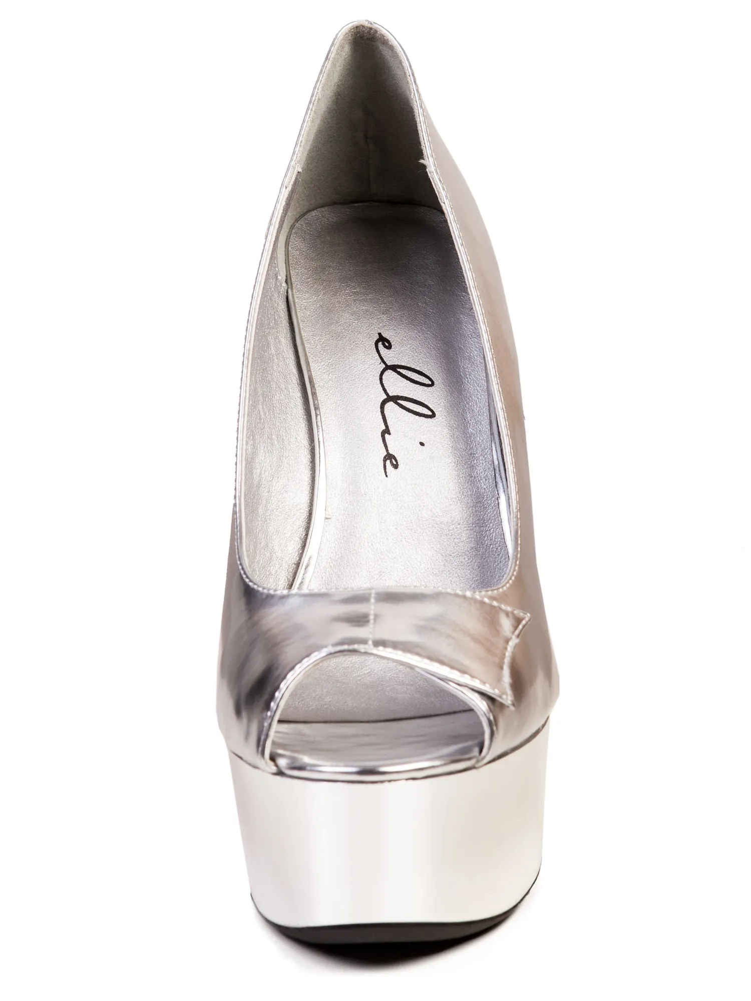 Classic Silver Open Toe Pumps With Platform