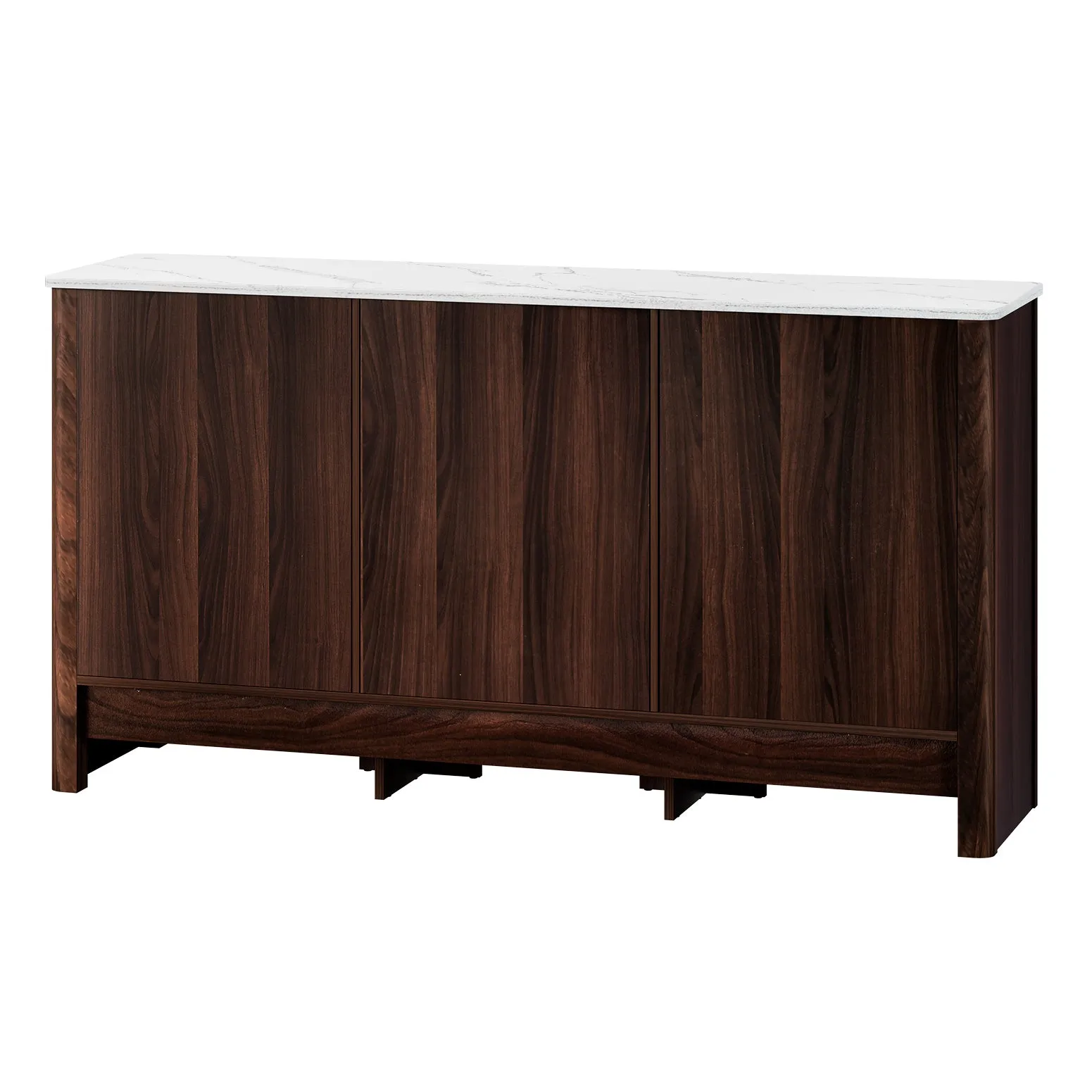 Danny Wooden Buffet Sideboard Cabinet Marble Style Tabletop - Walnut