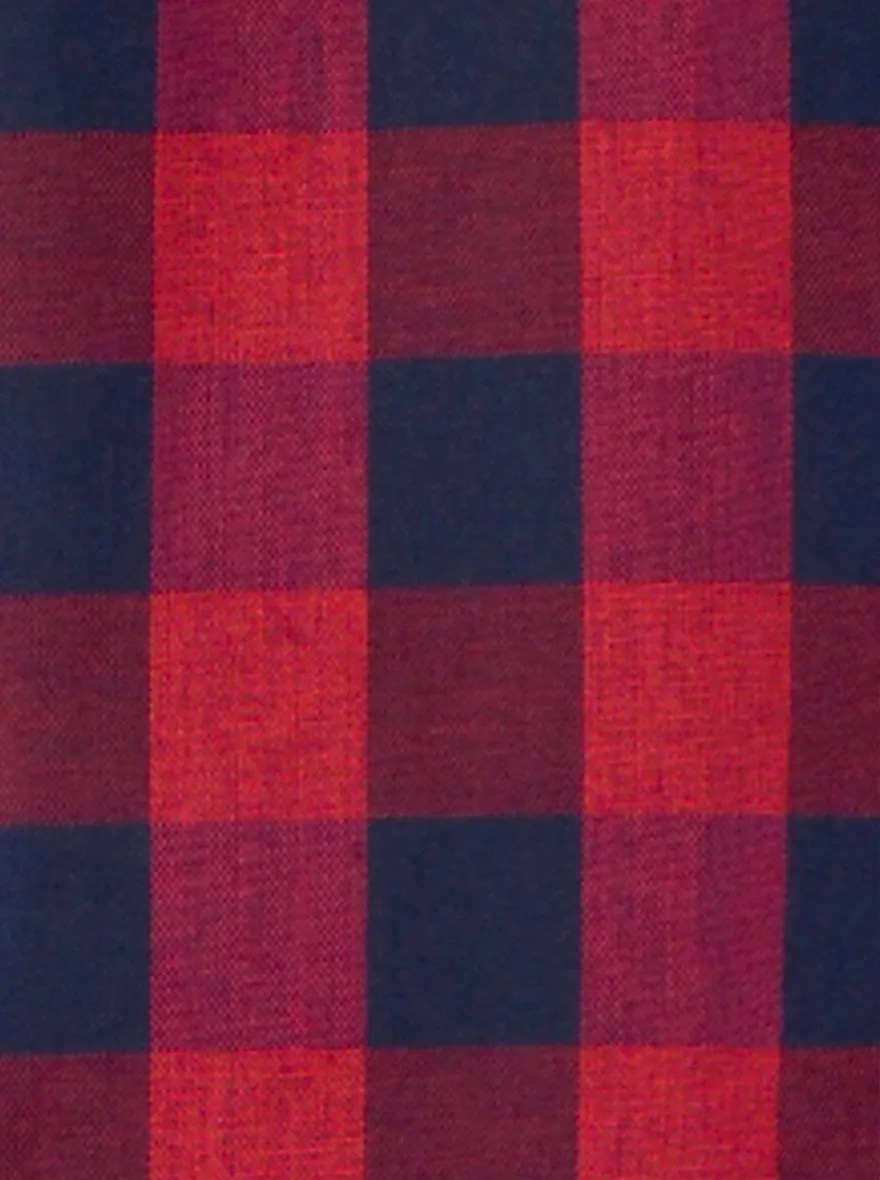 Dark Red & Navy Blue Checked Slim Fit Casual Shirt | JadeBlue