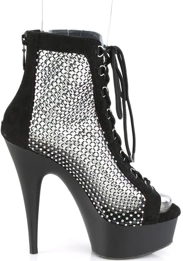 DELIGHT-600-33RM [Black Faux Suede] | PLATFORM HEELS [PREORDER]