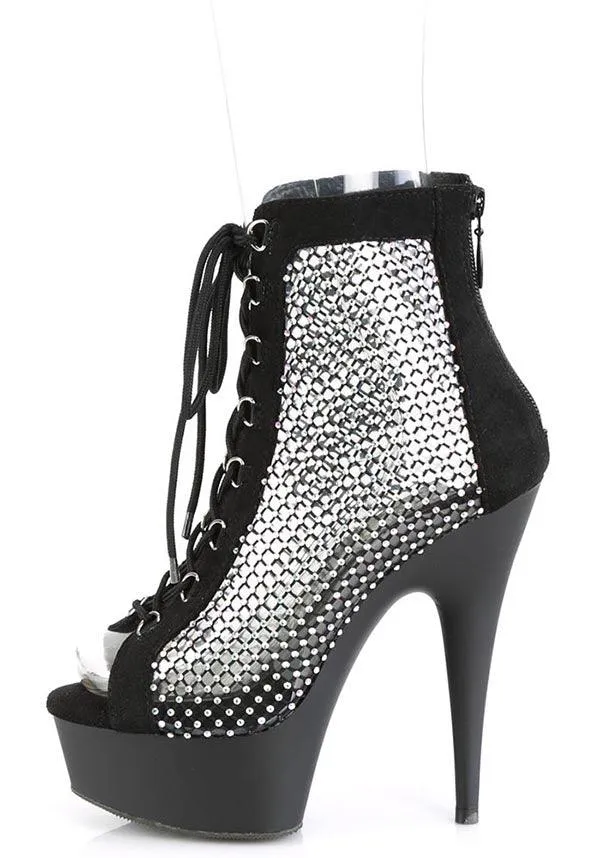 DELIGHT-600-33RM [Black Faux Suede] | PLATFORM HEELS [PREORDER]