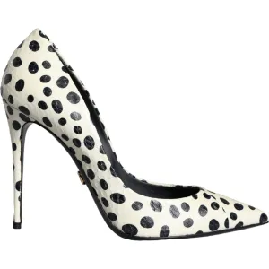 Dolce & Gabbana Black White Polka Dot Leather Pumps Shoes
