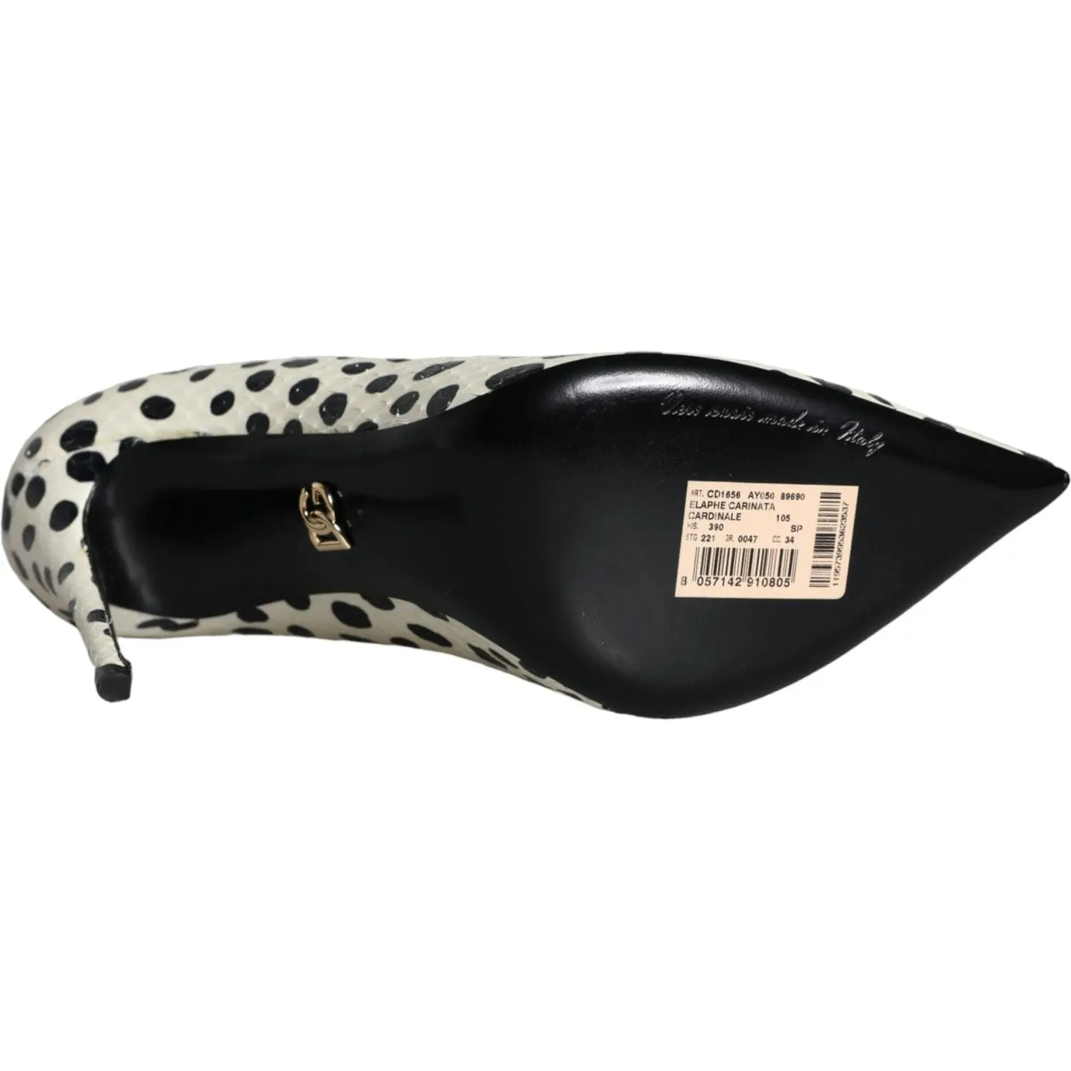 Dolce & Gabbana Black White Polka Dot Leather Pumps Shoes