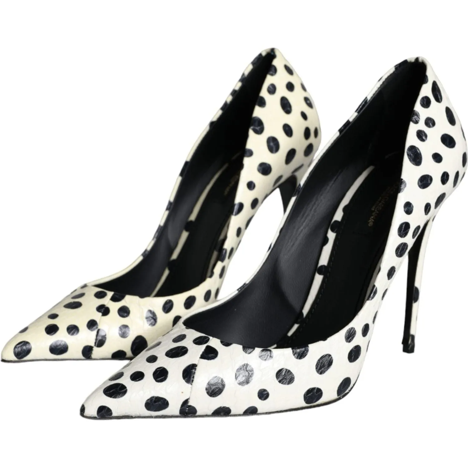 Dolce & Gabbana Black White Polka Dot Leather Pumps Shoes