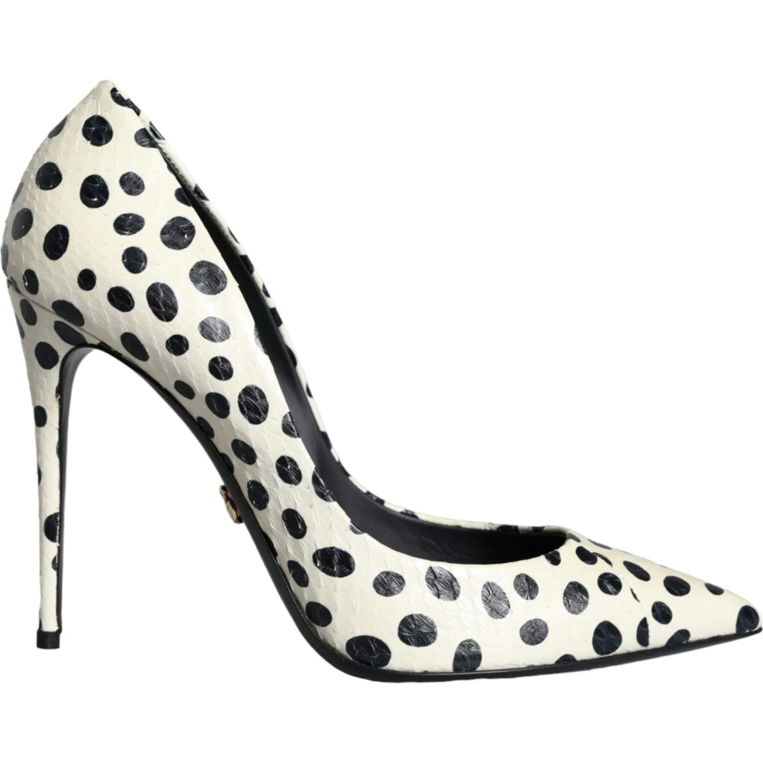 Dolce & Gabbana Black White Polka Dot Leather Pumps Shoes