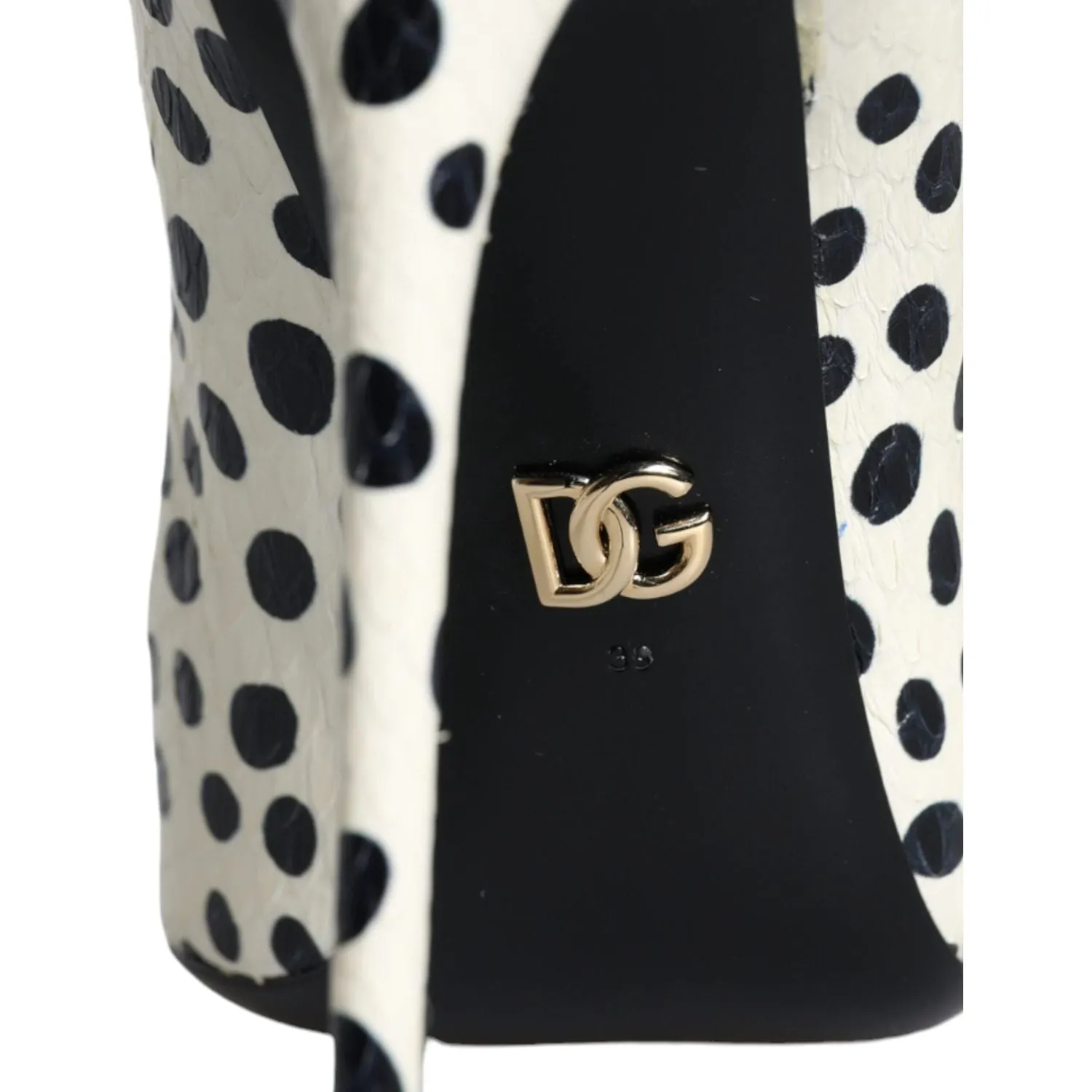 Dolce & Gabbana Black White Polka Dot Leather Pumps Shoes