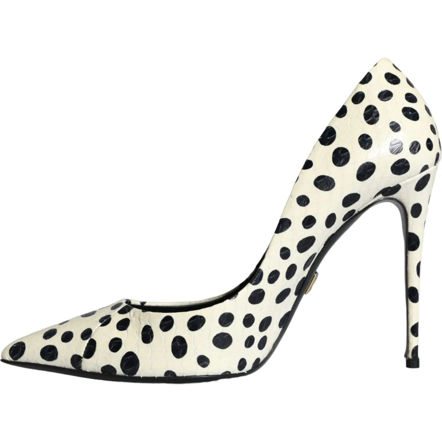 Dolce & Gabbana Black White Polka Dot Leather Pumps Shoes