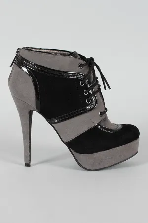Dollhouse Fly Two Tone Lace Up Platform Bootie