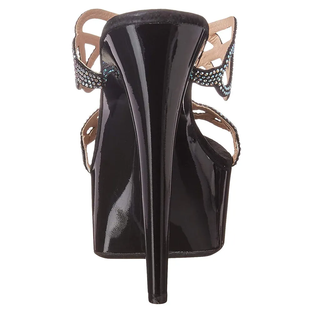 Ellie Shoes Sabrina 6" Stiletto Rhinestone Platform Mule Sandal