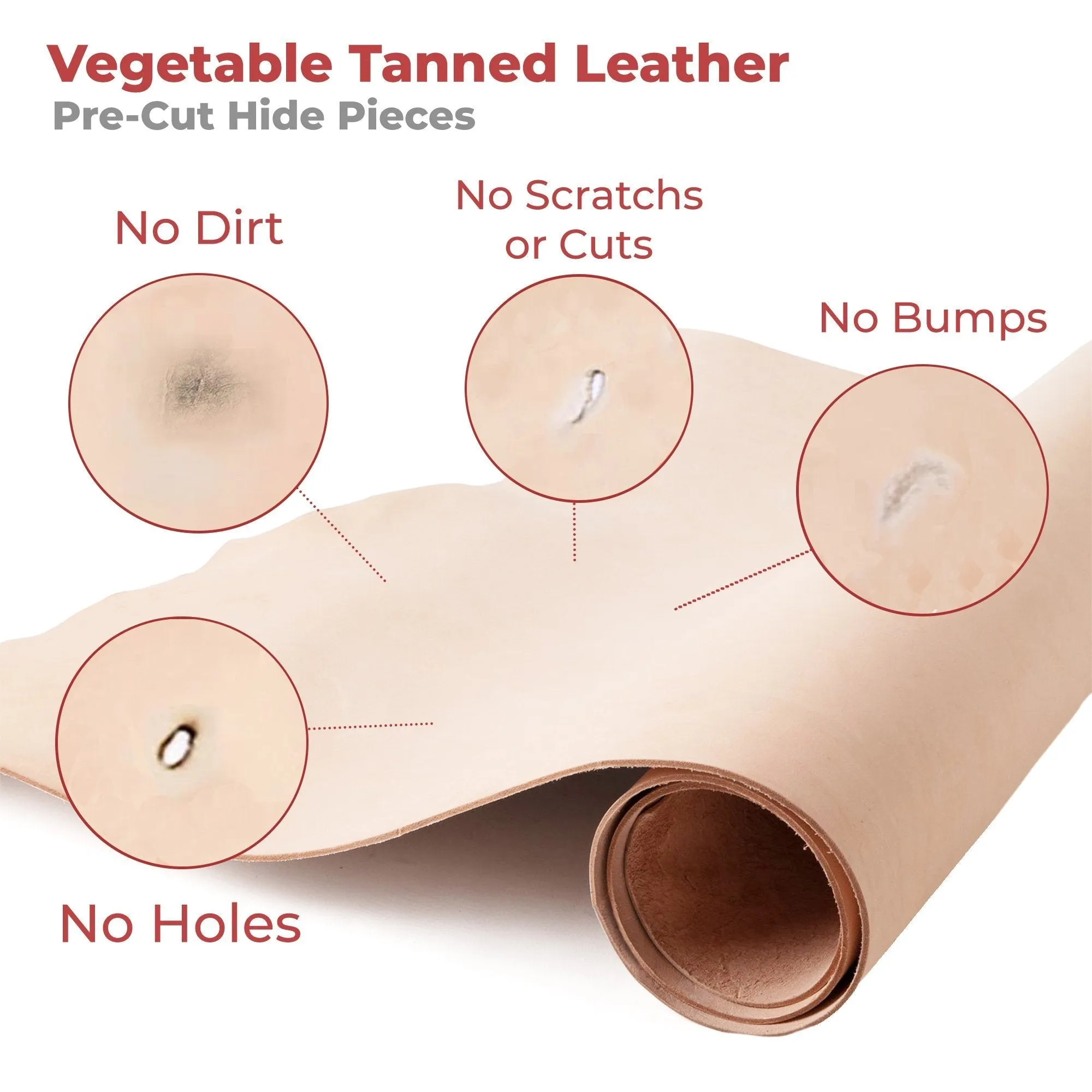 ELW Vegetable Tanned Leather 8-9 Oz. (3.2-3.6mm) Thickness | Pre-Cut Sizes 6" to 48" | Tooling Leather Cowhide - Full Grain Leather